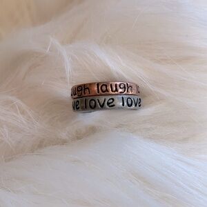 Silver Color and Bronze Color Stackable Rings Laugh & Love